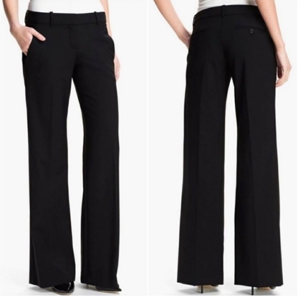 Theory Pants - Theory Womens Wool Blend Classic Bootcut Career Trouser Pants Black 10